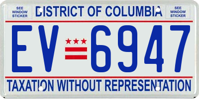 DC license plate EV6947