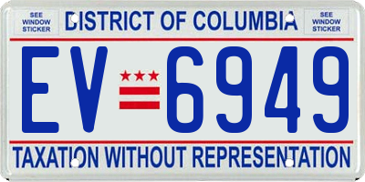 DC license plate EV6949