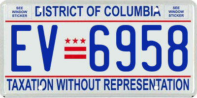 DC license plate EV6958