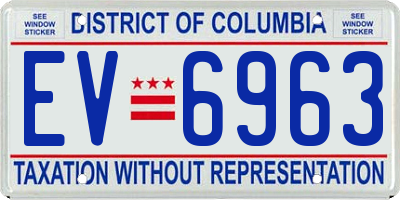 DC license plate EV6963