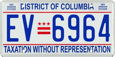 DC license plate EV6964