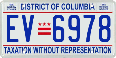 DC license plate EV6978