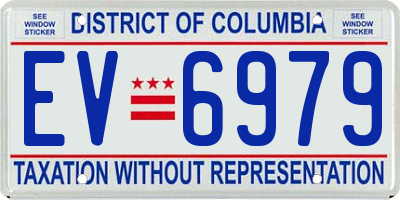 DC license plate EV6979