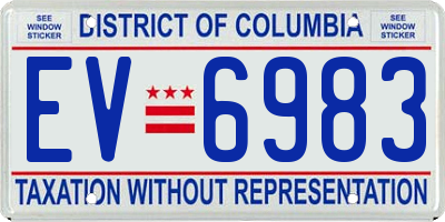 DC license plate EV6983