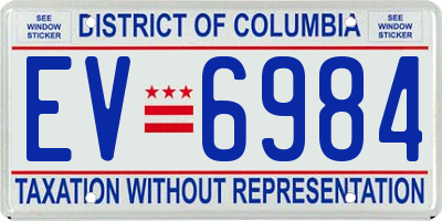 DC license plate EV6984