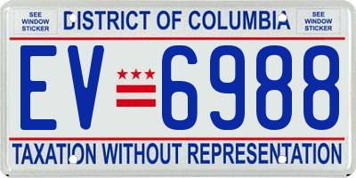 DC license plate EV6988