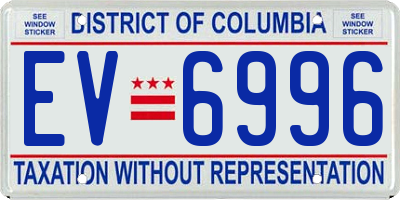 DC license plate EV6996