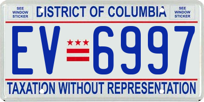 DC license plate EV6997