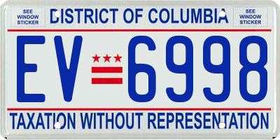 DC license plate EV6998