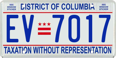 DC license plate EV7017