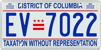 DC license plate EV7022