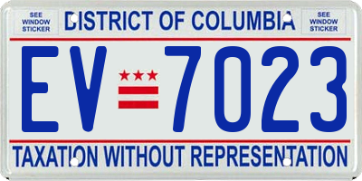 DC license plate EV7023