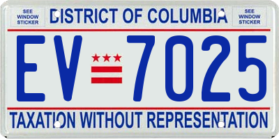 DC license plate EV7025