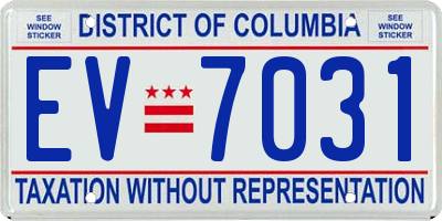 DC license plate EV7031