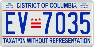 DC license plate EV7035