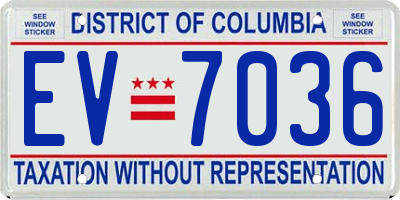 DC license plate EV7036