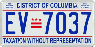 DC license plate EV7037