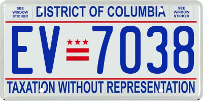 DC license plate EV7038
