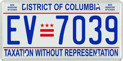DC license plate EV7039