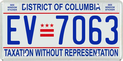 DC license plate EV7063