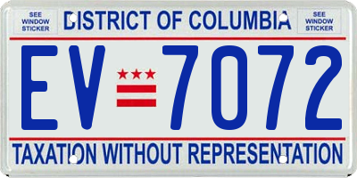 DC license plate EV7072