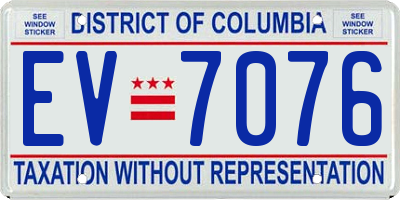 DC license plate EV7076