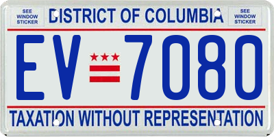 DC license plate EV7080