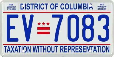 DC license plate EV7083