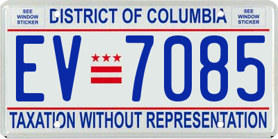 DC license plate EV7085