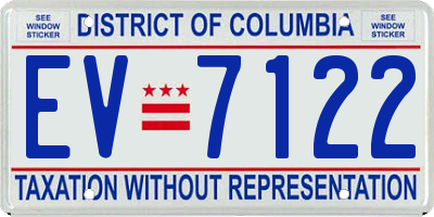 DC license plate EV7122