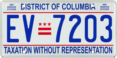 DC license plate EV7203