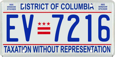 DC license plate EV7216