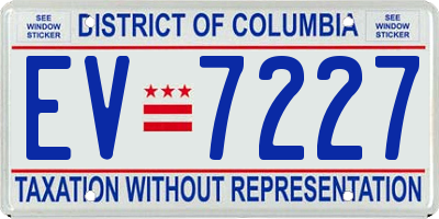 DC license plate EV7227