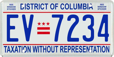 DC license plate EV7234