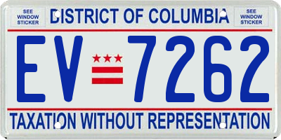 DC license plate EV7262