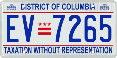 DC license plate EV7265