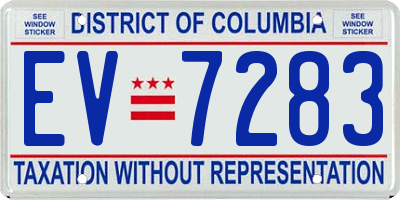 DC license plate EV7283