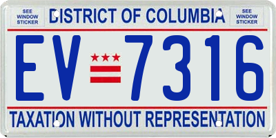 DC license plate EV7316
