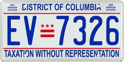 DC license plate EV7326