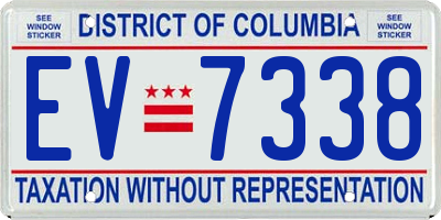 DC license plate EV7338