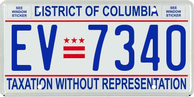 DC license plate EV7340