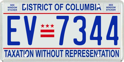 DC license plate EV7344