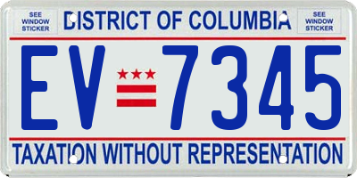 DC license plate EV7345