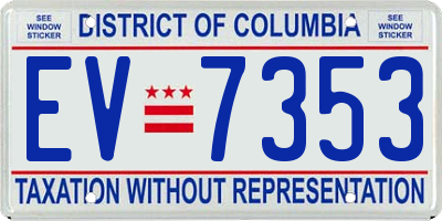 DC license plate EV7353