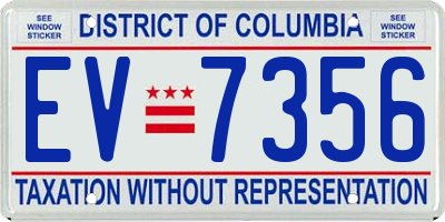 DC license plate EV7356