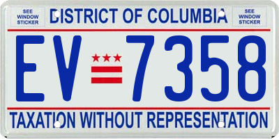 DC license plate EV7358