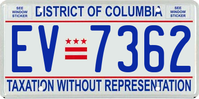 DC license plate EV7362