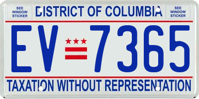 DC license plate EV7365