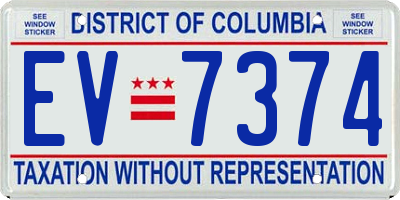 DC license plate EV7374