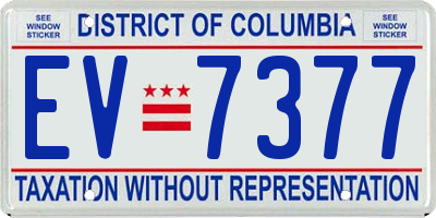 DC license plate EV7377